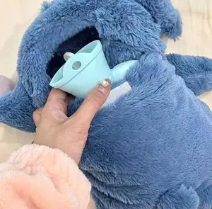 New Plush Doll Hot Water Bag Winter Hot Water Injection Bag Doll cartoon plush water hand warm New Year gift thickened new cute Thermal Bottle Blue pastel Cup