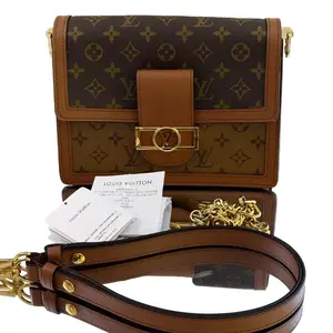 Pre-owned leather Messenger Bags Louis Vuitton Dauphine MM Monogram & Monogram Reverse Canvas Gold Hardware