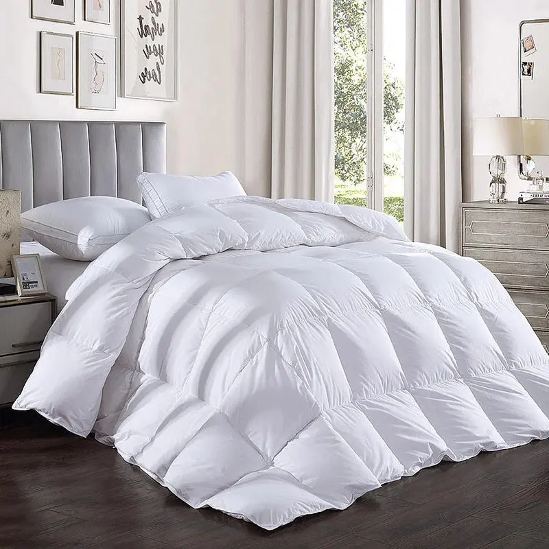 Queen Size 100% Cotton Soft Breathable Duck Down Warm Duvet Insert Comforter 2-Piece Bedding Set with Leakproof Shell and Included Carry Storage Bag