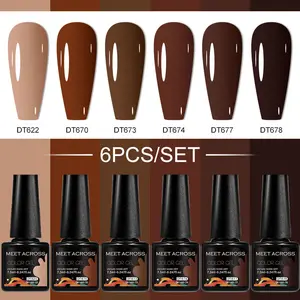 6pcs Coffee Brown Gel Nail Polish Set, UV Light Gel Soak-Off UV/LED Gel Suitable For Fall Winter Christmas Gifts For Women Nails Manicure Salon Wedding And Party Diy Manicure