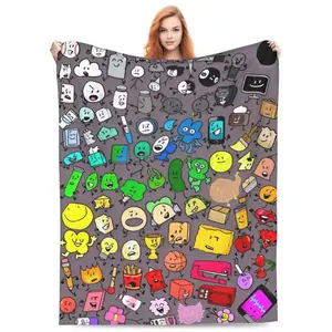 Aura Blankets BFDI Charters! Fleece Throw Blanket Battle for Dream Island Blankets for Home Bedroom Warm Quilt