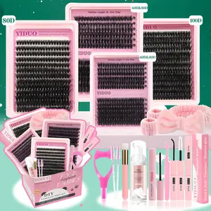 Mixed Length Individual False Eyelashes Kit, DIY Eyelash Extensions, Natural-Looking Eyelash Extensions with Accessories, Self-Grafting Curling Lashes for Women, Makeup Products