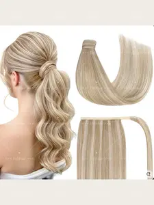 Real Human Hair Ponytail Extensions for Women, Realistic Hairpiece, Clip-In Straight Hair, Natural, No Shedding, Secure Clips, Easy Application
