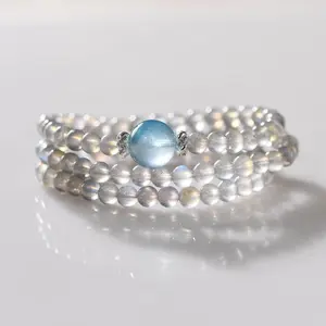 Selene Gray Moonstone & Aquamarine Wrap Bracelet