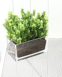 Modern Rectangular Clear Glass Trough Vase, 7.5-Inch Succulent Planter Pot