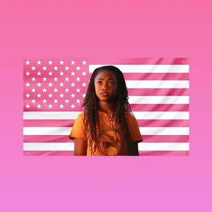 Leah Sava Jeffries Pink USA Flag, Smart Girl Hero Aesthetic Pink American Flag, Fantasy Bookish Wall Tapestry, Trendy Dorm & Bedroom Decor