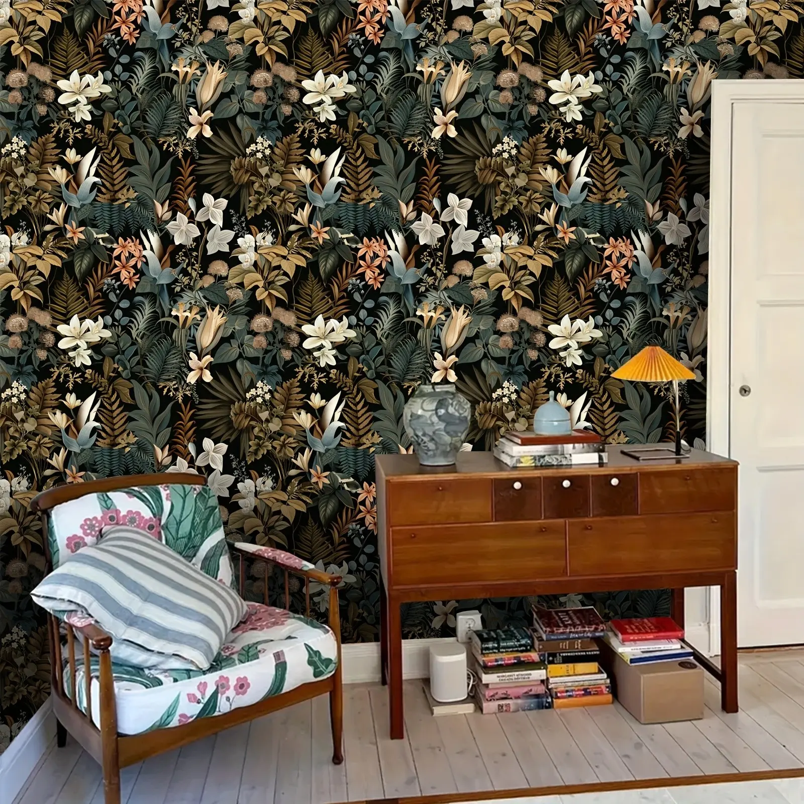 Vintage Dark Floral Peel and Stick Self-Adhesive Decorative Wallpaper - Waterproof Self-Adhesive | Easy Install Removable Contact Paper for Interior Walls, Bedroom & Living Room Wall Renovation Peel and Stick Wallpaper Designs