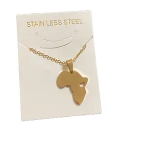 Gold Plated Africa Necklace for Women & Men Stainless Steel Durable Daily Wear African Heritage Jewelry Gift