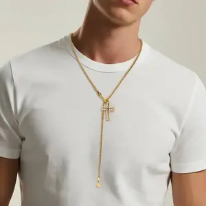 [D]Fizz and Rizz Cross Ruby Red Grace Necklace