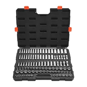 summervibes VEVOR Socket Set, 104 Pieces, 3/8 inch Drive Socket Tool Set, Metric Size from 6 to 24 mm, Deep and Standard, Mechanic Tool Kit with Storage Case, Chrome Plated CR-V Alloy Steel, for Automotive Repair