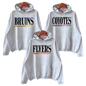 Gildan Ash Grey Vintage 90s Hockey All Team Hoodie, Gift for Hockey Fans Hoodie, Gift for Men and Women