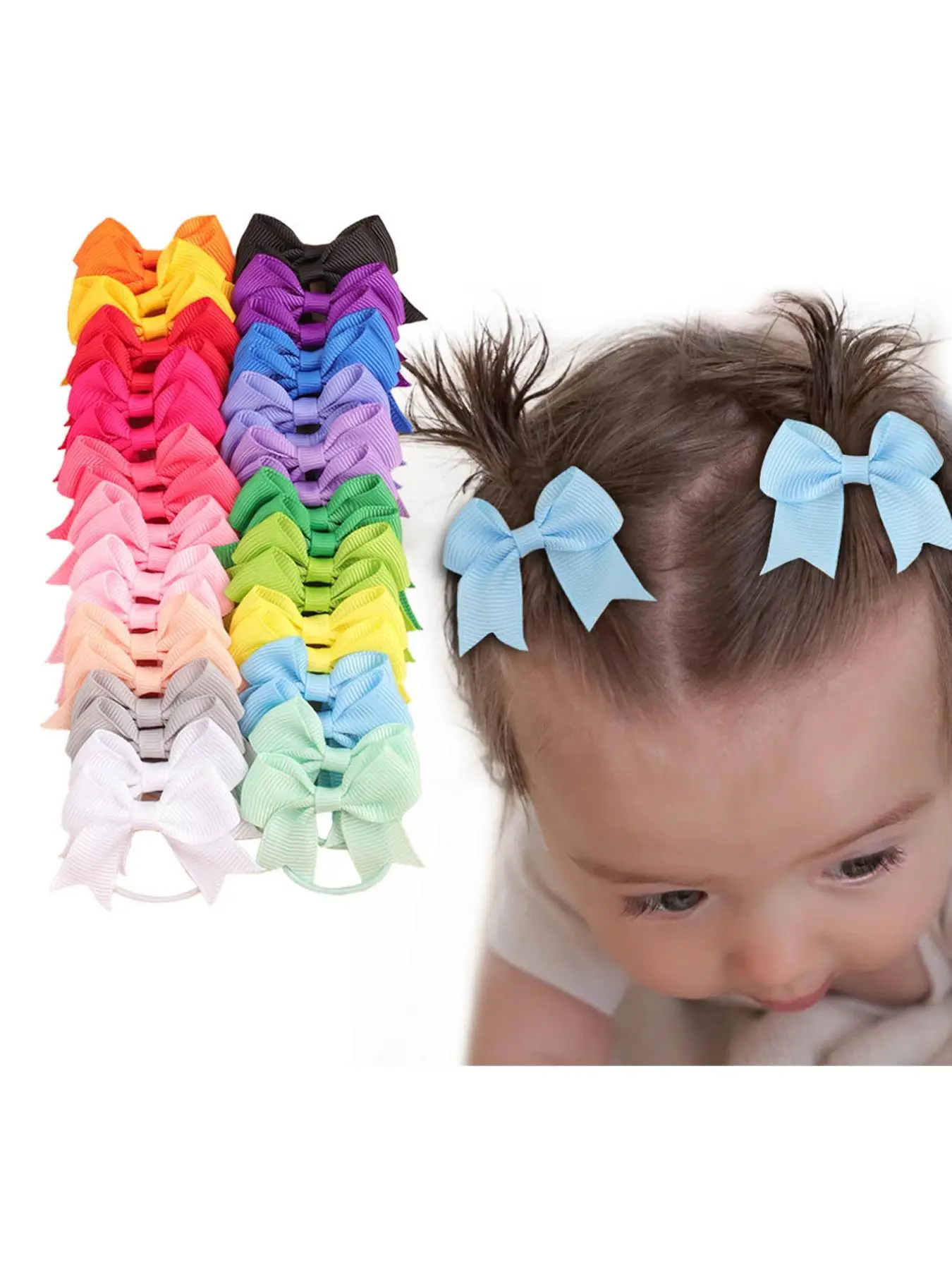 40pcs/set Cute Vibrant Colors Bow Decor Elastics Hair Ties, Colorful Hair Ties for Kids, Minimalist Bow Design Headwear Suitable for Hair, Fashion Hai