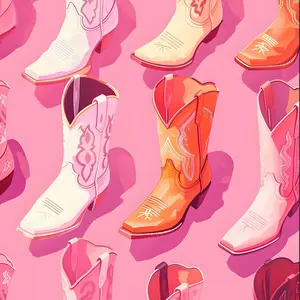 Pink Cowboy Boots  Art  – Trendy Western Aesthetic Print wall decor canvas bedroom poster
