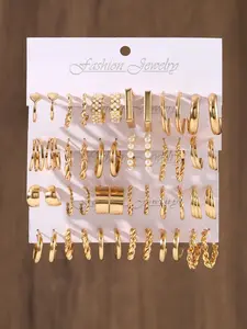 Women's Minimalist Twisted Circular Hoop Earrings Set, Fashion Geometric Earrings for Party & Daily Wear, Retro Aesthetic Jewelry, Hoop Earring Sets