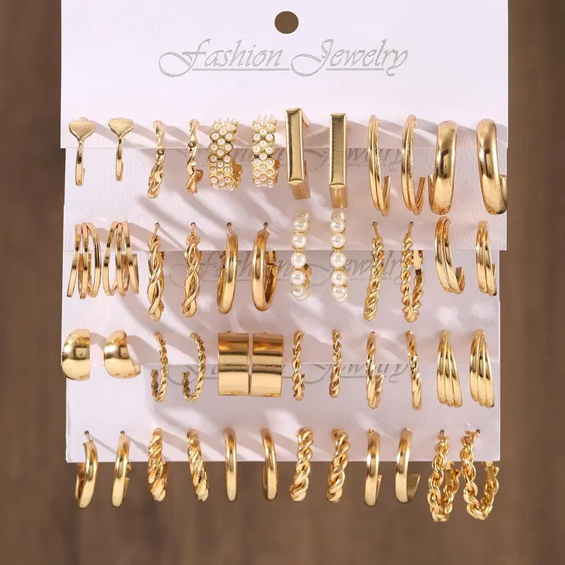 【Black Friday】Women's Minimalist Twisted Hoop Earring Set, Fashion Geometric Earrings for Parties & Daily Wear, Retro Aesthetic Jewelry