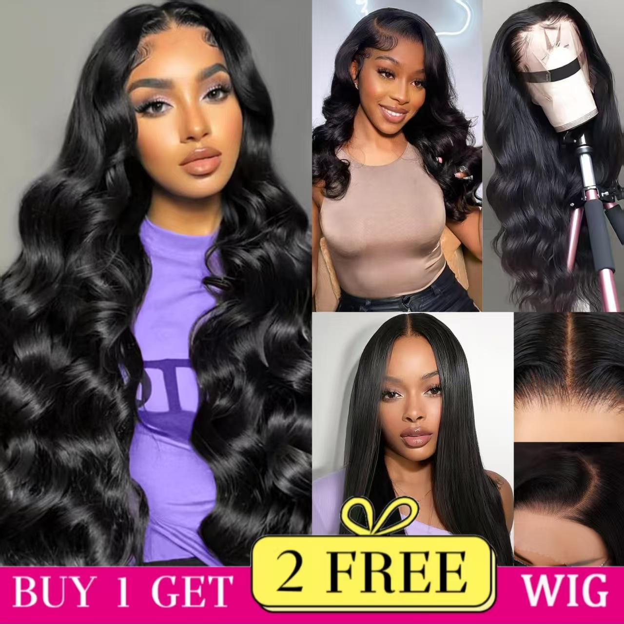 Combo sale [30'+22'+22'] " buy 1 get 3 wig'' 13x4 Body Wave & Straight Lace Front Wigs Human Hair with Baby Hair 180% Density Human Hair Wigs for Black Women