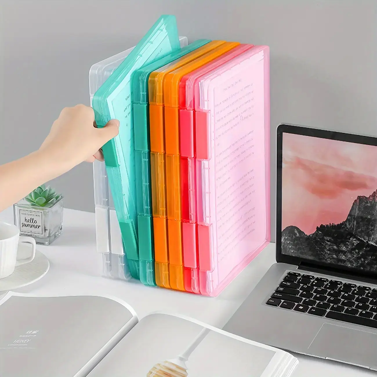 File One Box Storage 1pc Multi-layer Portable File Box, Portable Transparent File Box, A4 ...