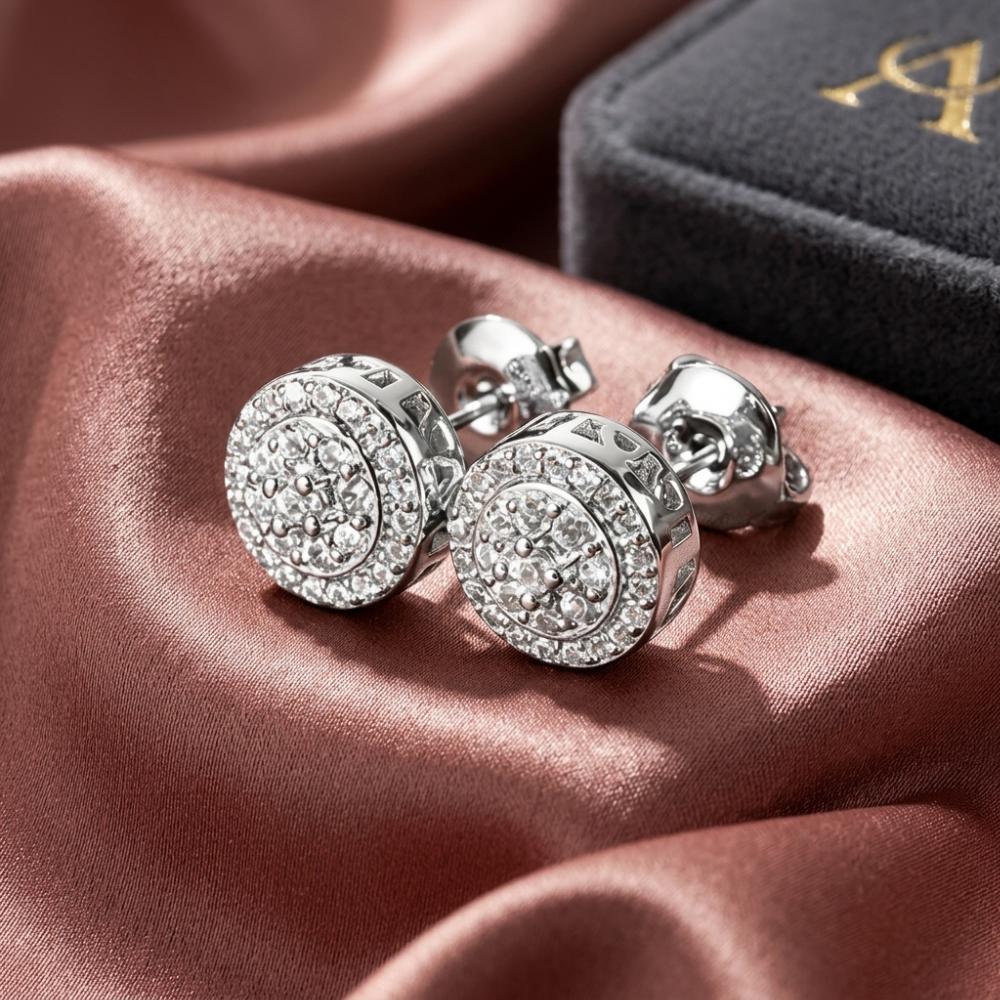 Classic Full Pavé 6mm CZ Stud Earrings for Women - Unisex Silver-Plated Cluster Earrings, Meaningful Anniversary Birthday Gift, Everyday Wear Jewelry