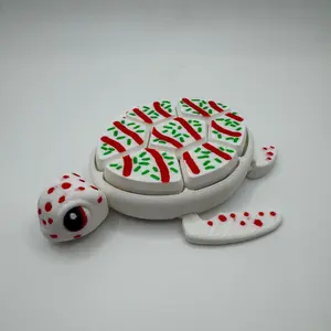 3D Printed Turtle Clicker – Little Debbie Christmas Cake Inspired | Holiday Fidget Toy | Cute Collectible Gift