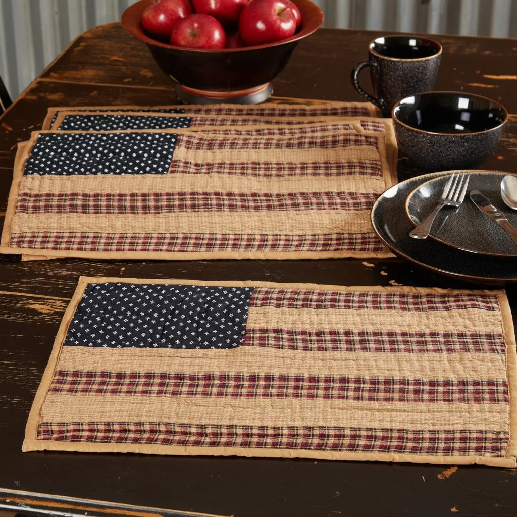 Primitive Plaid Star Quilted Placemats - 6-Piece Tableware Set