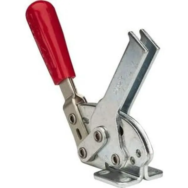 Destaco Manual Hold Down Toggle Clamp (1 U-Bar Design), Model 2027-U, 840lb Holding Capacity, Horizontal Handle, 70° Handle Movement, 68° Opening, Flanged Base, Electro-Plated Zinc Carbon Steel, 1 U-Bar Clamp