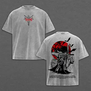Alucard Hellsing Washed T-Shirt, Alucard Inspired Oversized Heavyweight Cotton T-Shirt, Vampire Hunter Graphic Tee, Dark Horror Anime Double Printed Heavyweight Shirt, Menswear Gift for Anime Fans.