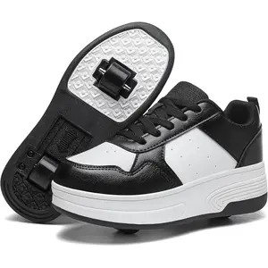 Roller Skate Shoes for Women Girls with Detachable Wheeled Wheels Fashion Wheelies Sneakers Zapatos con Ruedas Suitable for Beginners