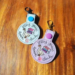 Silly Goose Book Club Embroidered Keychain