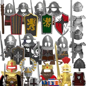 MOC Medieval Building Blocks Castle Knights Army Soldiers Warrior Accessories Warhorse Helmets Shields Armor Toy Gifts S036 DIY popular