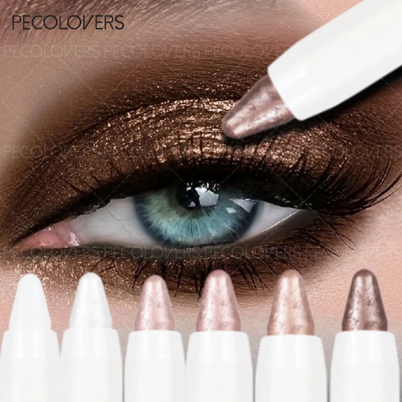 1PC Waterproof White Pearl Eyeshadow Stick 6 Colors Pearlescent Shimmer Brightening Lasting Eye Shadow Highlighter Pen