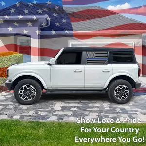 American Flag Window Decal for Ford Bronco 4 Door 2021-2026 – Precut Matte Black Vinyl