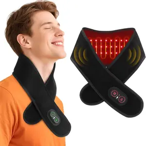 Cordless Neck Heating Pad, Multifunctional Heating Pad, Neck Vibration Light Heating Wrap 660 & 850nm Light, Infrared Heat, Shoulder Neck Massage Wearable Relaxation Device