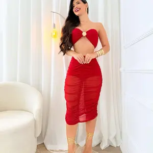 Golden Charm Ruched Midi Dress