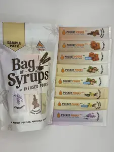 Pocket Pours Coffee Syrup Sample Pack – 16 Single-Serve Stick Packets, 8 Flavors, Dairy-Free