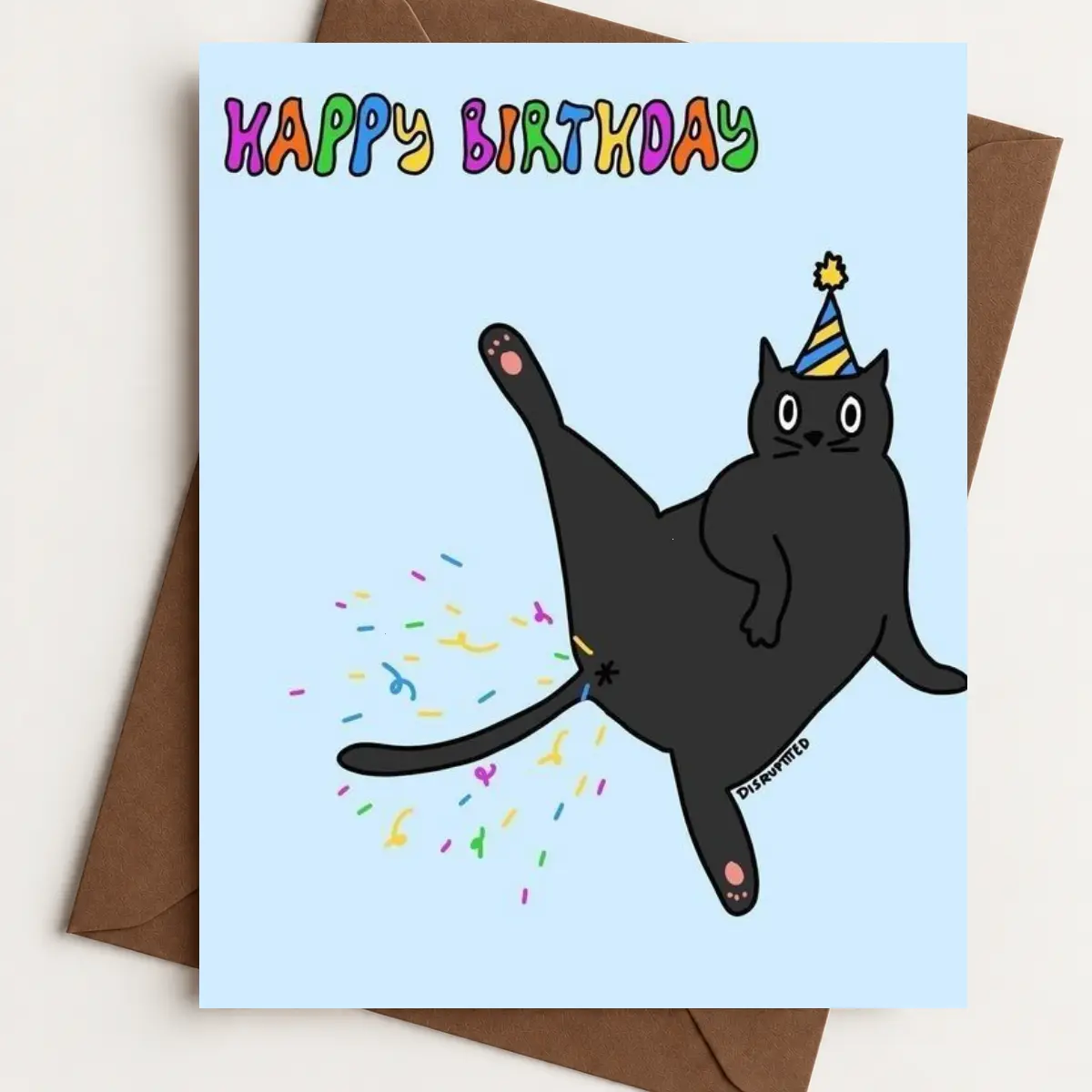 Funny Cat Birthday Card – Happy Birthday Black Cat Farting Confetti | Perfect for Cat Lovers, Friends, Kids, Teens, Boyfriend, Party & Silly Gift Ideas
