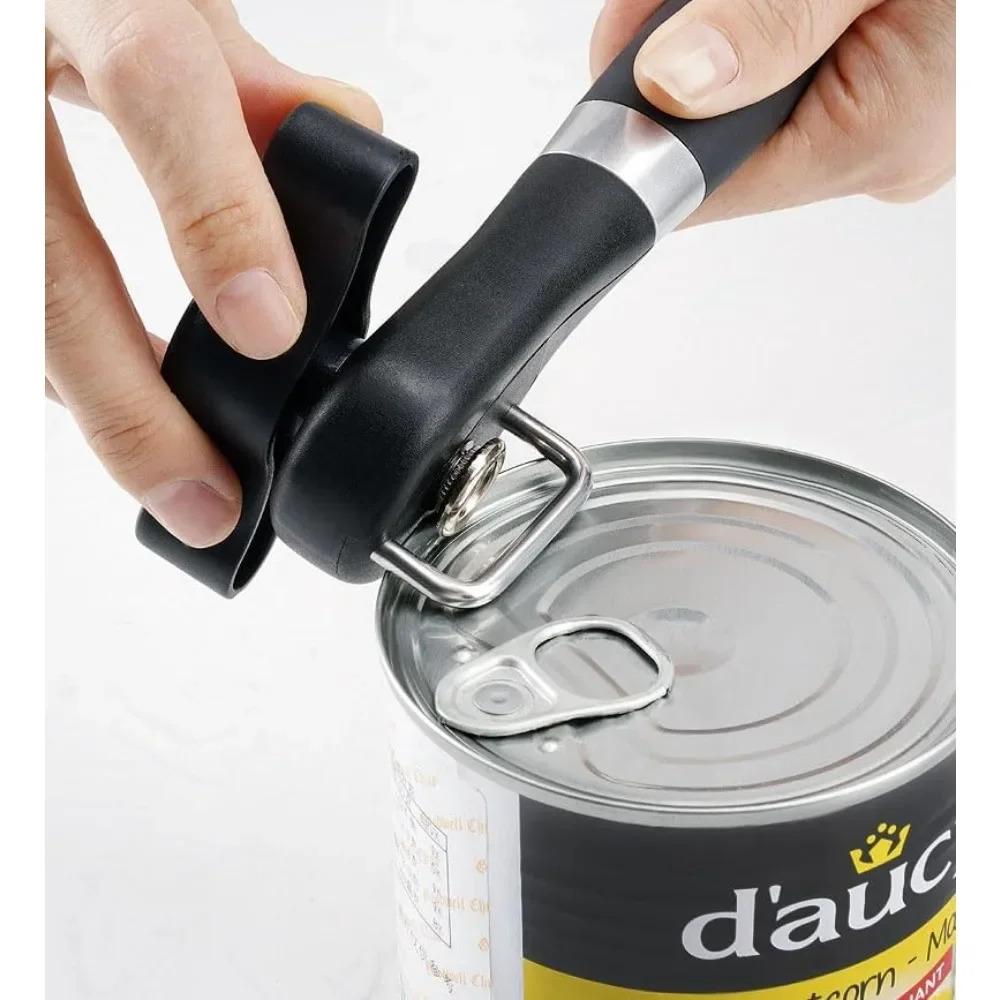 Smooth Edge Can Opener - Manual Handheld Tool with Easy Turn Knob, Stainless Steel for Safe Opening in Kitchen & Restaurant
