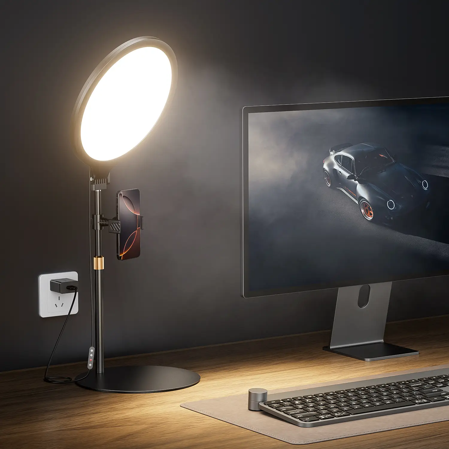 (Flash Sale) Weilisi 10.5" Ring Light with Stand, Full-Screen Selfie Ring Light for Desk with Phone Holder, Adjustable Laptop Light for Video Recordin