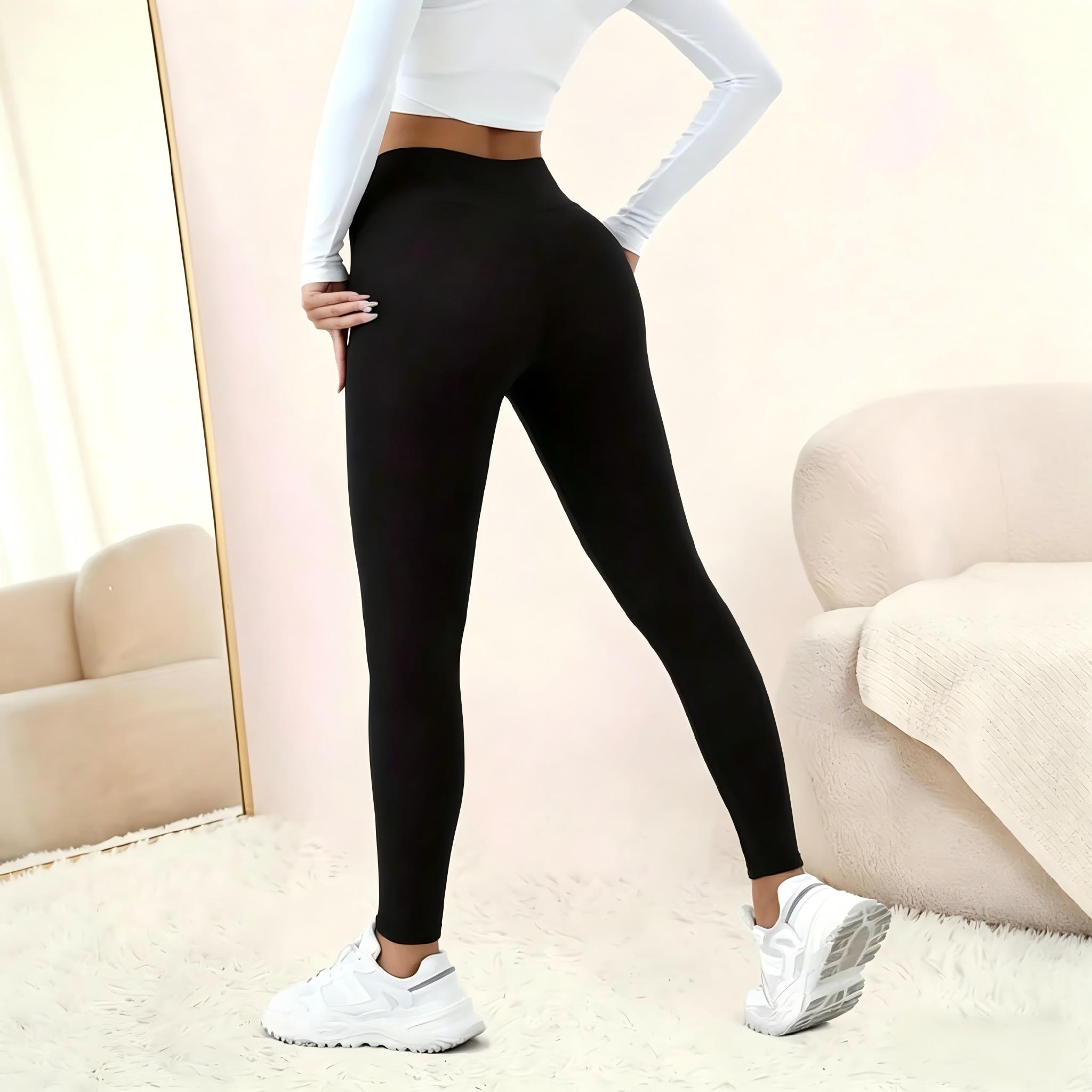 Women's Warm Fleece-Lined High Waist Elastic Sporty Leggings Casual Comfortable Skin-Friendly Thick Pants for Winter Athleisure Plus Size Friendly Shell Protection - Womenswear