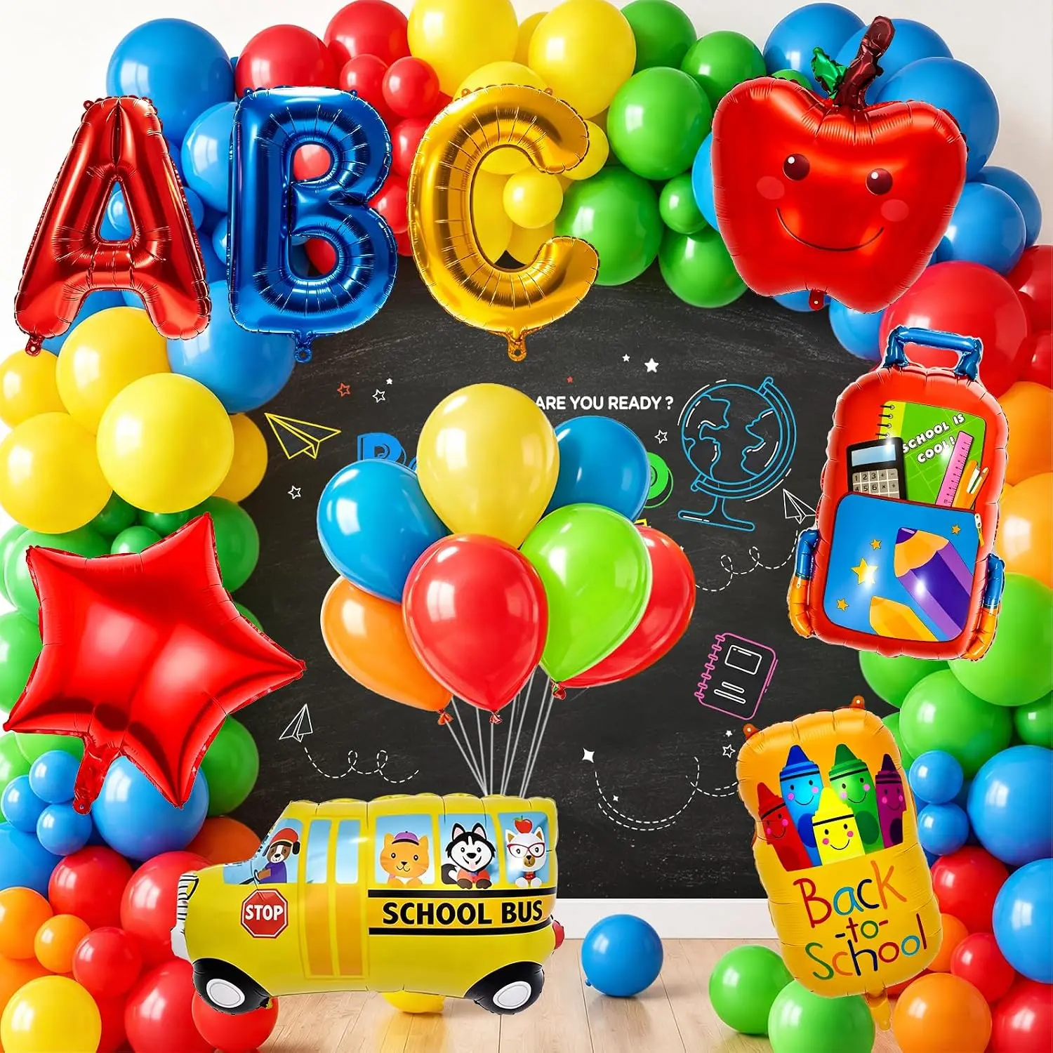 Back to School Balloon Garland Kit 158PCS First Day of School Decorations with Rainbow Balloons School Theme Foil Balloons Balloon Arch Kit for Classroom Decor Back to School Party Supplies Welcome School Event