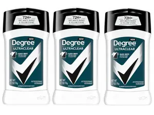 Degree Men UltraClear Antiperspirant Deodorant Black+White 2 Count 72-Hour Sweat & Odor Protection Antiperspirant For Men With MotionSense Technology 2.7 oz - 3 PK