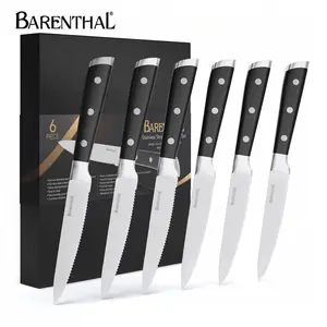 Barenthal Luxury 6-Piece Steak Knife Set, Premium Stainless Steel Serrated Steak Knives, Restaurant Quality Table Knives for Fine Dining