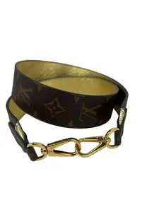 Pre-owned Louis Vuitton canvas Bag Accessories Bandouliere Reversible Monogram Gold Epi Leather Shoulder Strap Brown