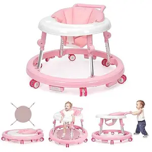 【Spring Glow Up】Baby Walker Foldable with 9 Adjustable Heights, 6-12 Months  Baby Walkers, with Wheels Portable Anti-Rollover Seat