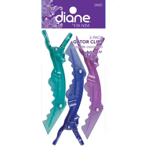 Diane Hair Clips Gator Assorted Color 3pk D82C