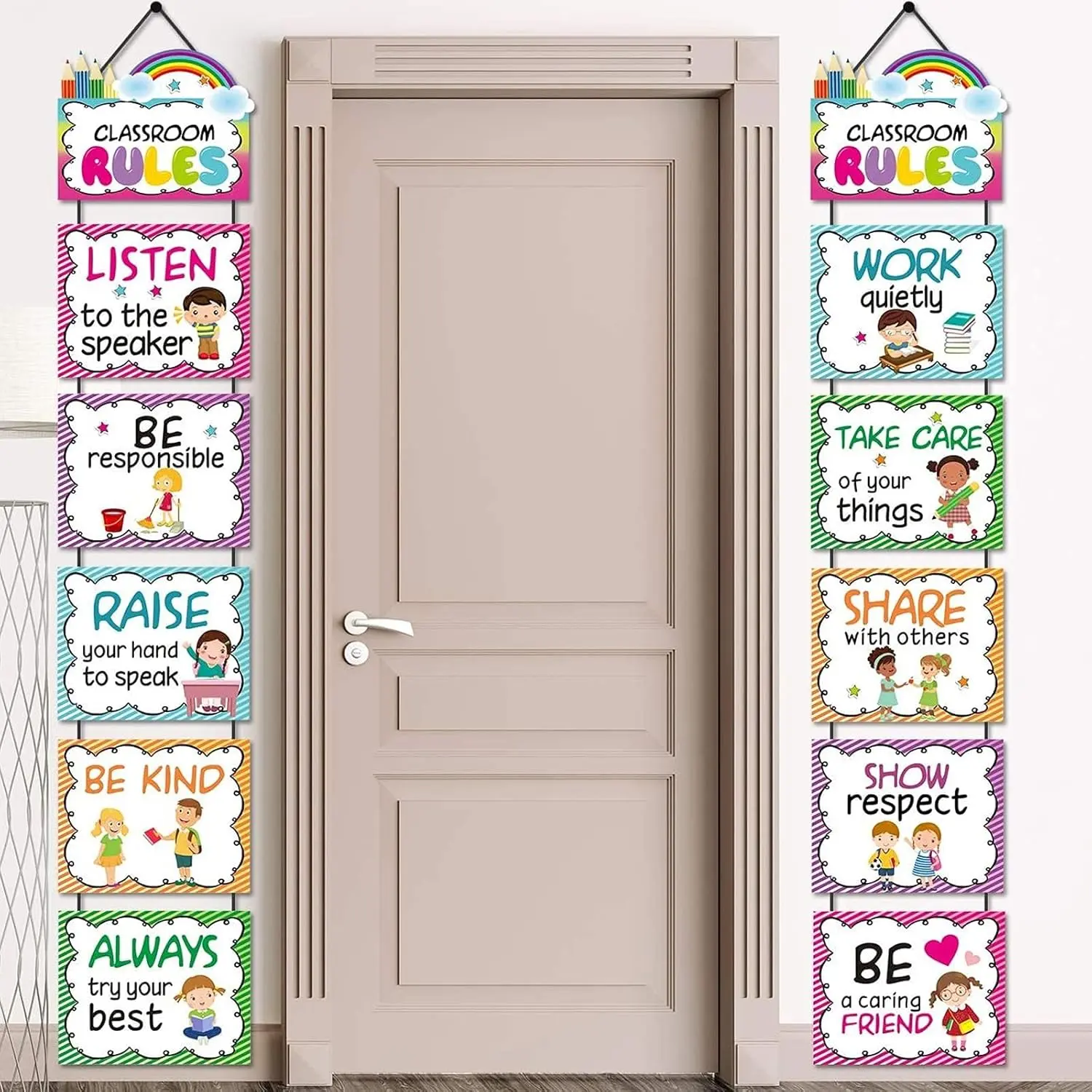 Classroom Rules Posters  to School Classroom Bulletin Board Decoration Set for   Primary Middle High School Positive Expectation Poster for Wall Door Background Decor Supplies