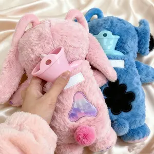 Cartoon plush hand warm New Year gift thickenednew cute Thermal Bottle Blue Pastel Cup