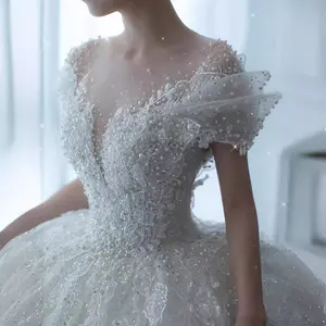 2026 New Arrival Main Wedding Dress – French Luxury Heavy Embellished Train, Princess Style for Petite Bride & Maternity, High-End Textured Gown