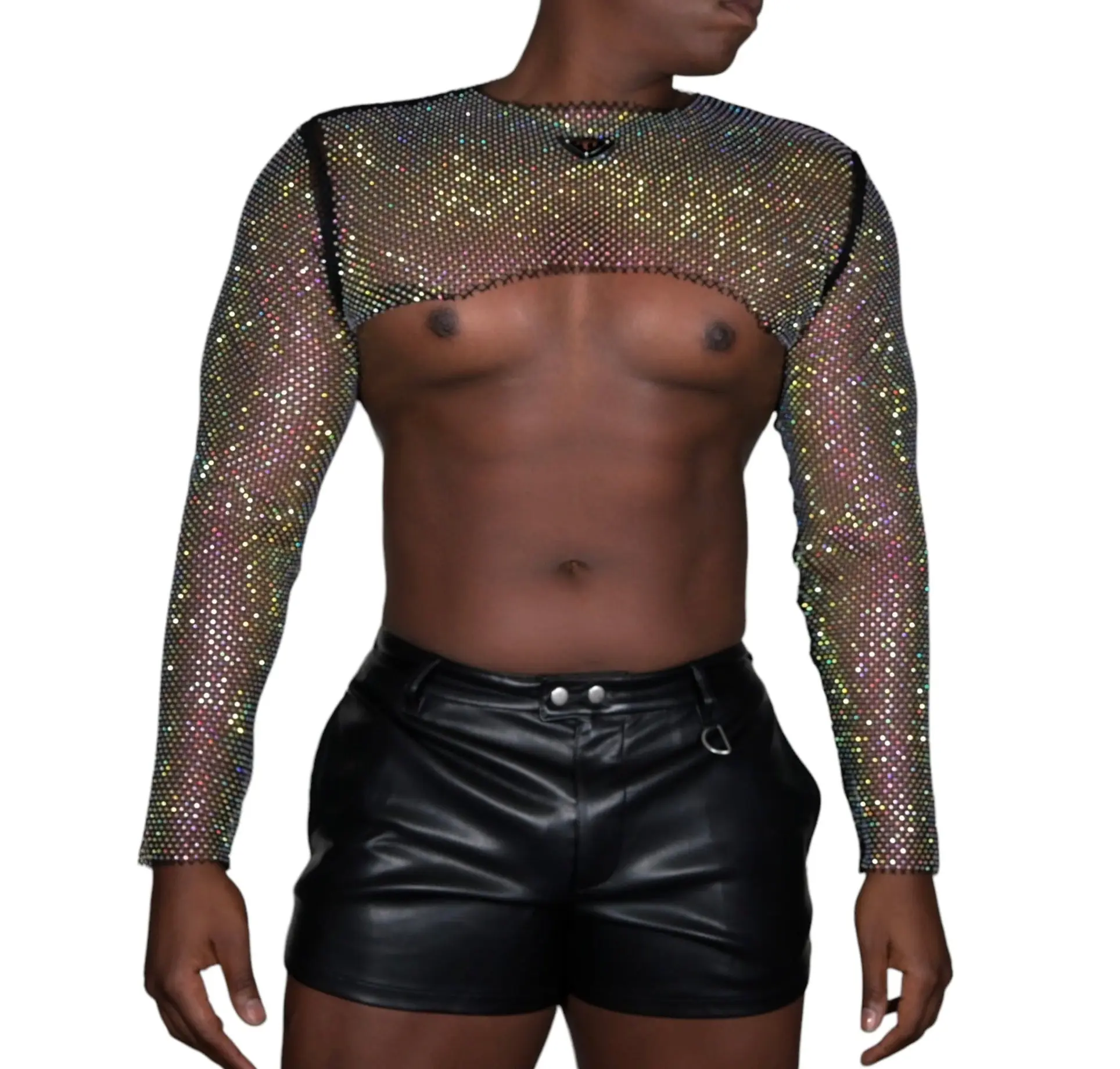 obsidian MCE rhinestone long sleeve shoulder shrug see