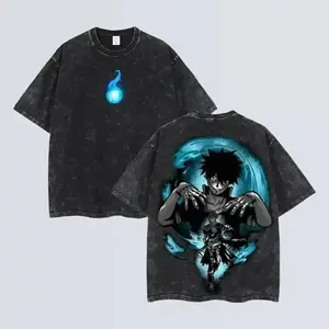 My Hero Academia Dabi Graphic Tee, Vintage Washed Oversized Cotton T-Shirt for Men & Women, Soft Short Sleeve Anime Top, Casual Streetwear Fashion, Trendy Everyday Outfit, High-Quality Comfortable Shirt