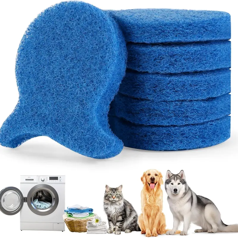 Pet Hair Remover for Laundry, 6PCS Reusable Dog & Cat Hair Remover Tool - Removes Pet Fur, Hair, Lint, Dander from Clothes &Washing Machine. (Blue, Fish Tail)